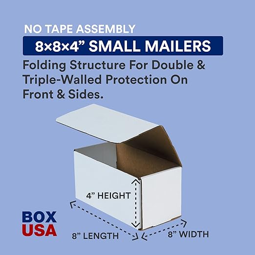 BOX USA Moving Boxes 8"L x 4"W x 4"H Small 50-Pack | Corrugated Cardboard Box - Image 2