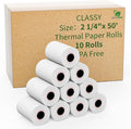 2 1/4" x 50' feet Thermal Paper, POS Cash Register Receipt Rolls, 10 Rolls by CLASSY