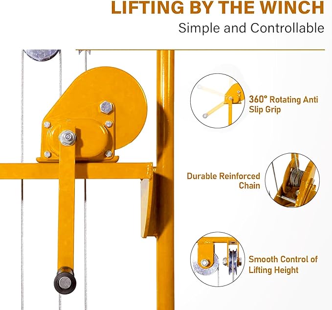 Material Lift Winch Stacker, 330 lbs Capacity Table Cart, 40.5" Lifting Height - Image 5