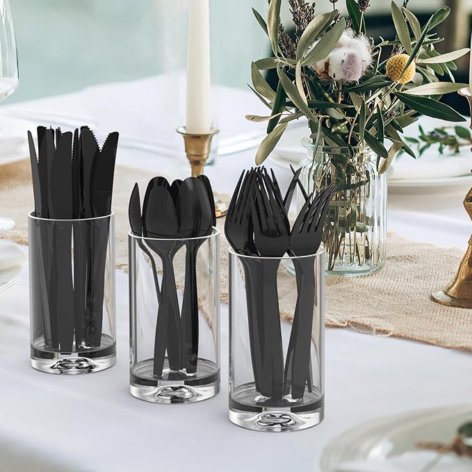 360 Count Extra Heavy Duty Black Plastic Knives Disposable, Heat Resistant - Image 7