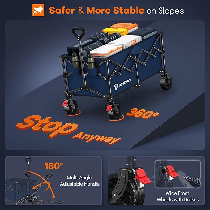 220L Collapsible Wagon Cart Foldable, Utility Carts - Image 9