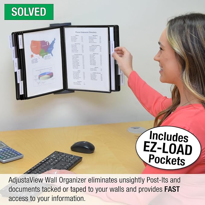 Ultimate Office AdjustaView 10-Pocket Wall Reference Organizer - Image 3