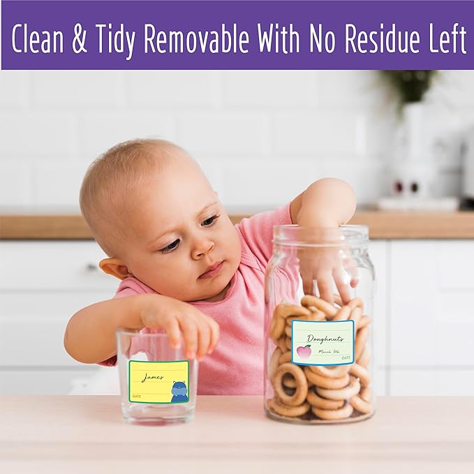 500 PCS Baby Food Labels, 25 Adorable Designs Removable Food Name Stickers - Image 5