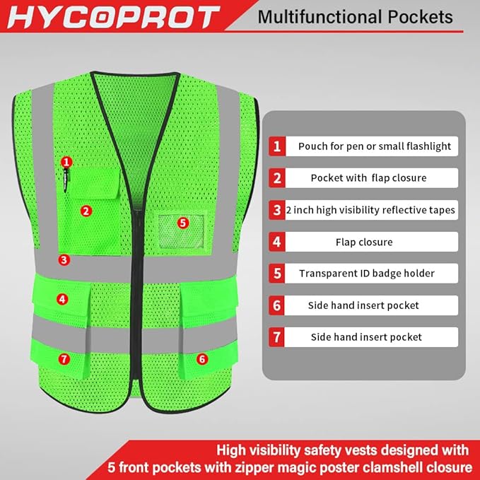 HYCOPROT High Visibility Mesh Safety Reflective Vest - Image 2