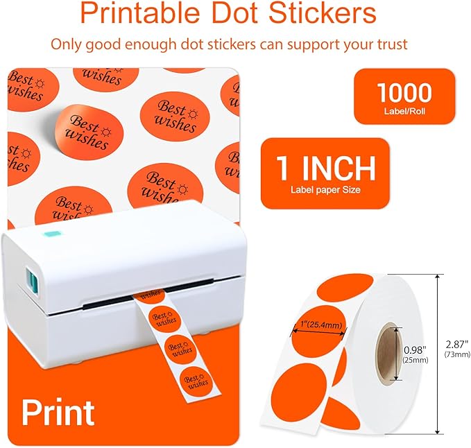 1 Inch Circle Dot Stickers 1000 PCS Color Coding Thermal Labels Dots Writable - Image 2