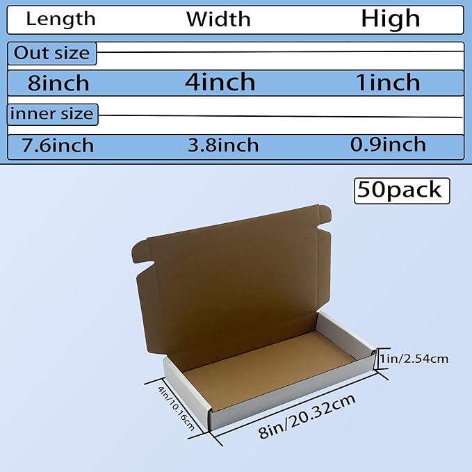 8x4x1 inch Small White Shipping Boxes 50 Pack, Corrugated Cardboard Mailer - Image 4