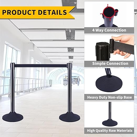 6PACK BESEA Crowd Control Stanchions Set Heavy Duty Crowd Control Barriers - Image 7