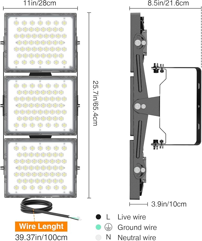 2025 Elite New Upgraded LED Flood Light Outdoor 450W 67500lm Stadium Flood - Image 6