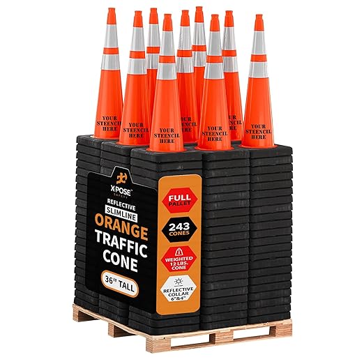 Xpose Safety 36 Inch Orange Traffic Cones Heavy Duty 12lb 6" & 4" Collar by XposeSafety