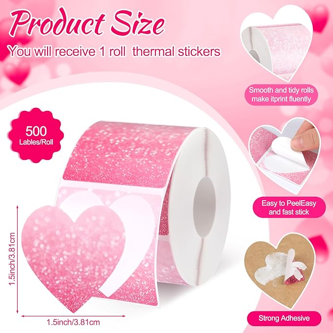 Ctosree 500 Pcs/ 1 Roll Thermal Sticker Labels Self Adhesive Direct Thermal - Image 2
