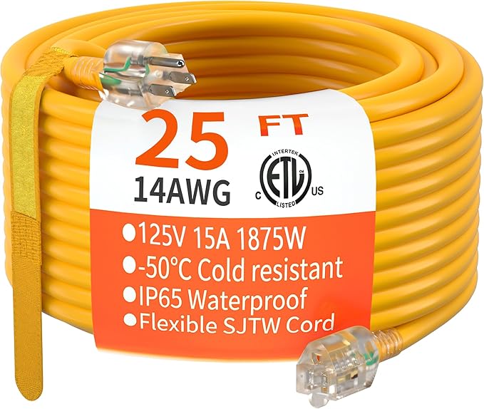 HUANCHAIN 25 ft 14/3 Gauge Heavy Duty Outdoor Extension Cord Waterproof by huanchain