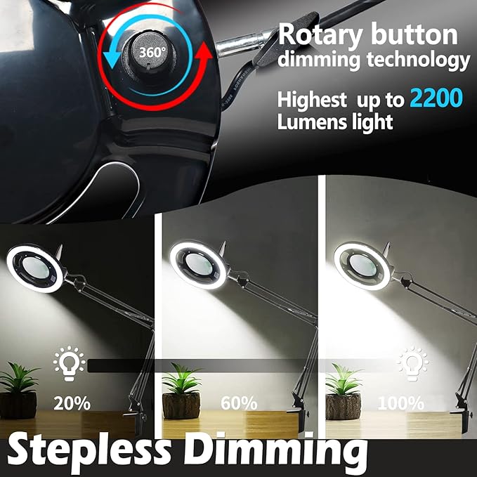 10X Magnifying Glass with Light, KIRKAS 2, 200 Lumens LED Magnifying Lamp with - Image 3