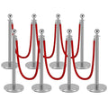 8 PCS Stainless Steel Stanchion Post, 5Ft Red Velvet Rope, Hollow Base and by Yeatruojeet