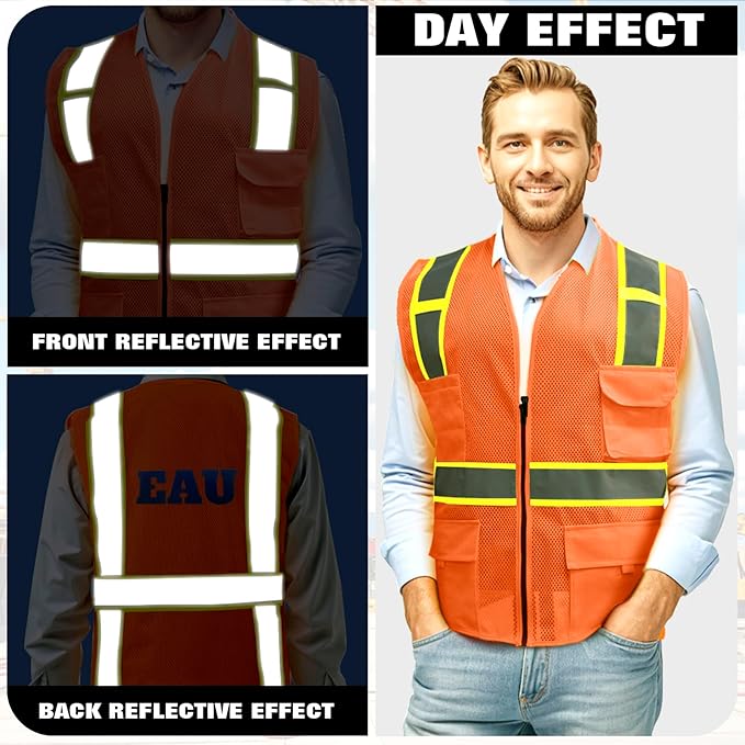 BeautyWill Custom Safety Vest Customized Logo Class 2 High Visibility - Image 2