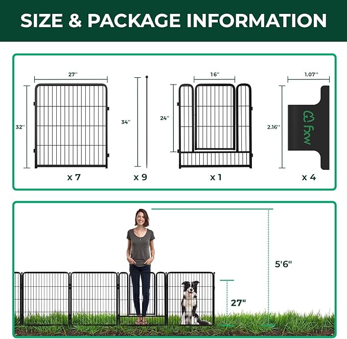FXW Garden Fence Outdoor for The Yard – 32in x 18.2ft Heavy Duty Metal Animal - Image 2