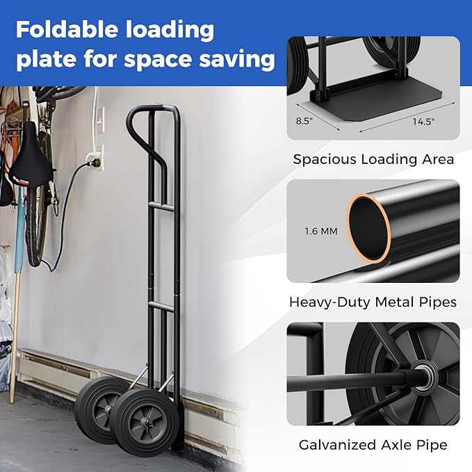 Goplus Hand Truck, P-Handle Hand Truck Dolly w/770LBS Capacity, Vertical Loop - Image 2