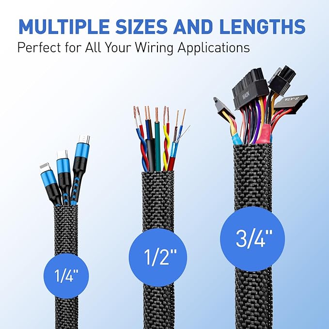 Cable Management Sleeve Automotive Split Wire Loom Heat Resistant Cord Cover - Image 6
