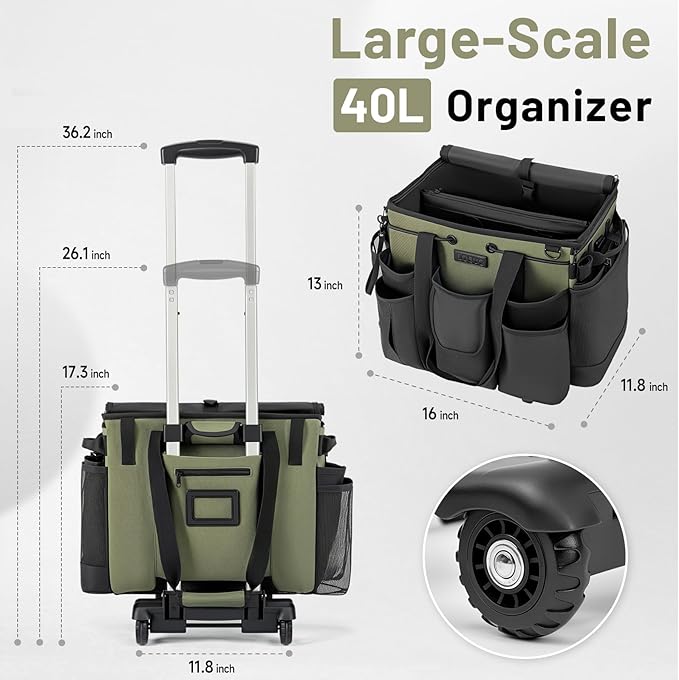 Large Cleaning Caddy for Cleaning Supplies Organizer, Rolling Cleaning Caddy - Image 2