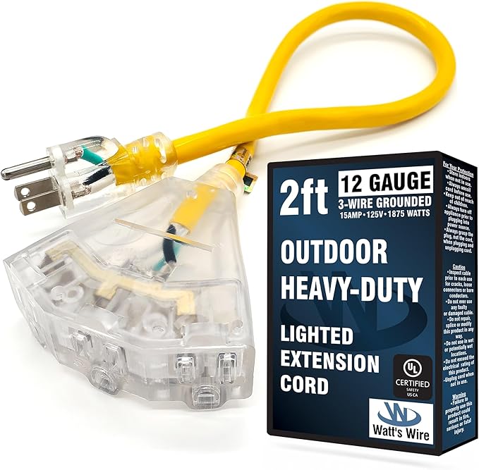 2 ft Short Outdoor Extension Cord Waterproof by WattsWire