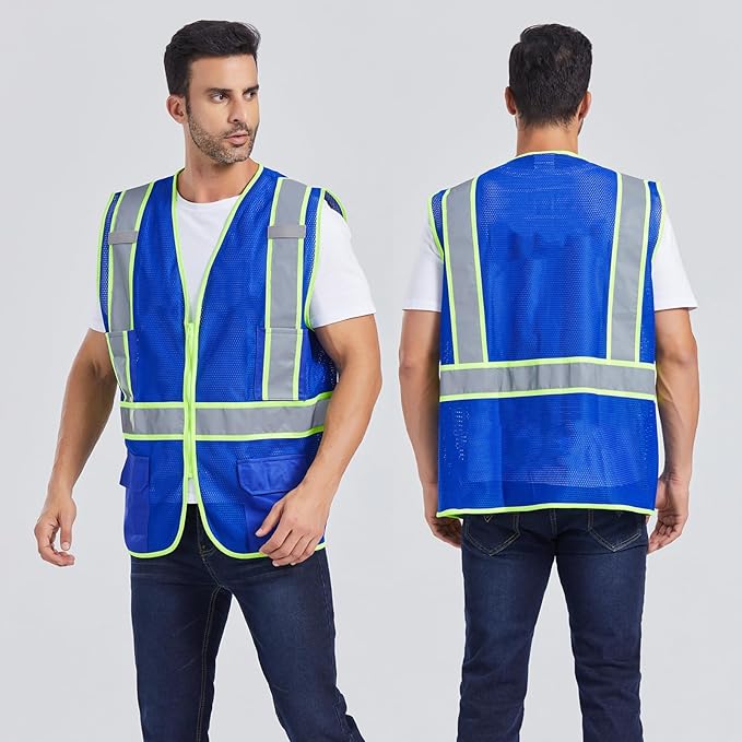 Custom Safety Vest with Logo Pockets High Visibility Reflective Vests - Image 4
