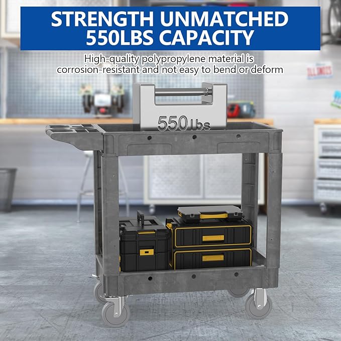 550LBS Utility Cart, 2-Tier 40 * 17 Inch Utility Cart - Image 6