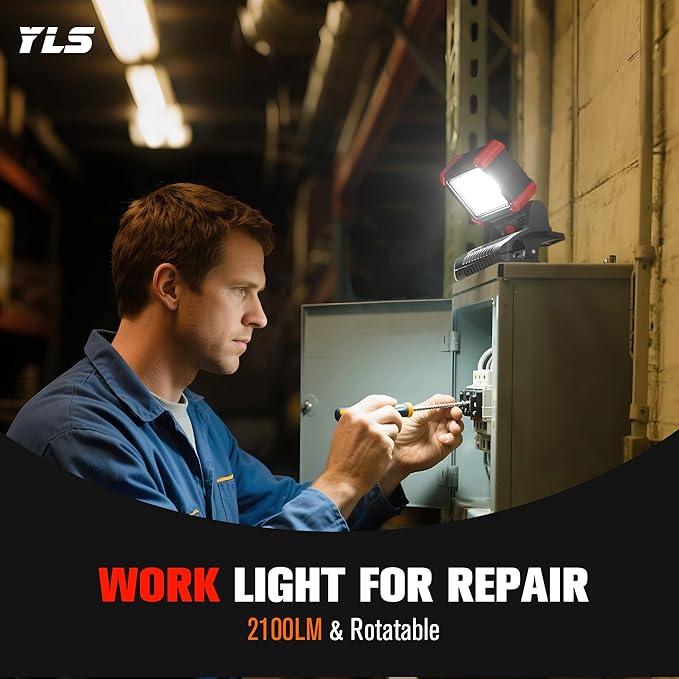 Yls 2pack LED Work Light, 2100LM Rechargeable COB Magnetic Clip on Work Light - Image 7