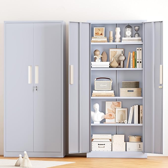 Greenvelly Metal Storage Cabinet, Lockable Steel Cabinets - Image 2