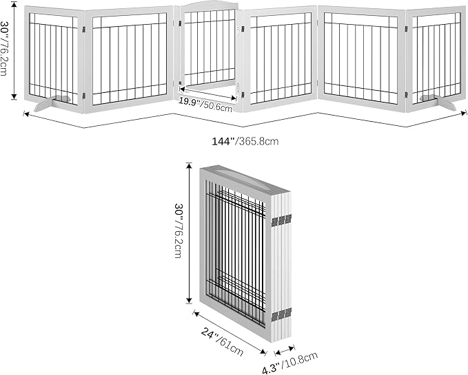 Vantas Folding Pet Gate 144" Wide, Freestanding Wire Pet Gate, Pet Puppy Safety - Image 6