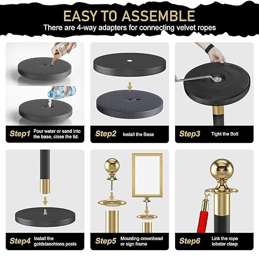 kaiyomi 8Pcs Stanchions Posts Velvet Ropes - Image 6