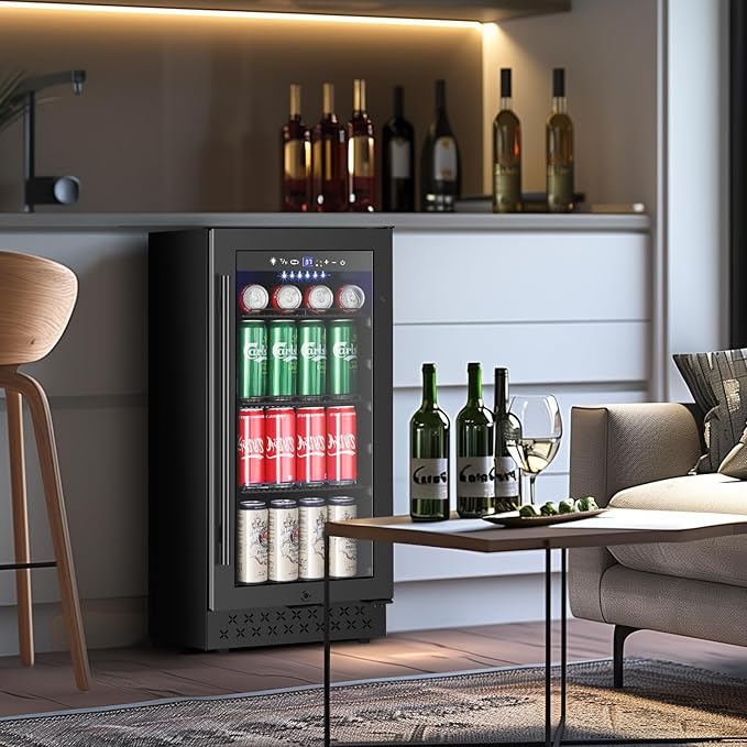 Tylza 15 Inch Beverage Refrigerator, Under Counter/Freestanding Drink Fridge - Image 9
