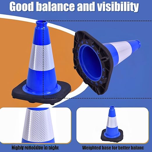 BESEA 4Pack 18 Inch Blue Traffic Cones - Image 5