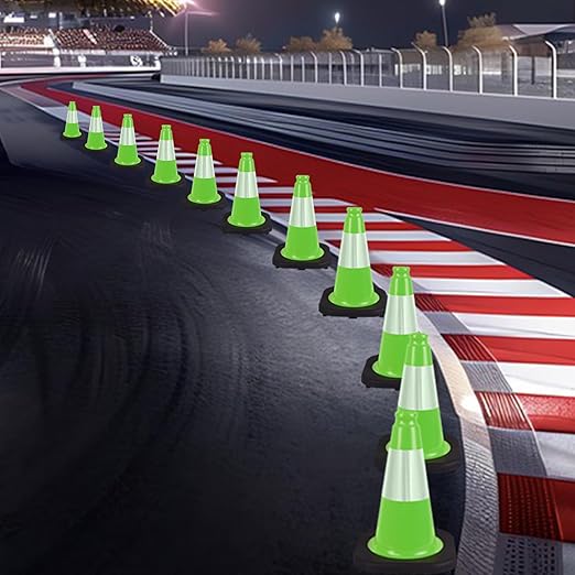 4 Pack 12 Inch Green PVC Traffic Cones Black Base Stable Durable, Sport - Image 7