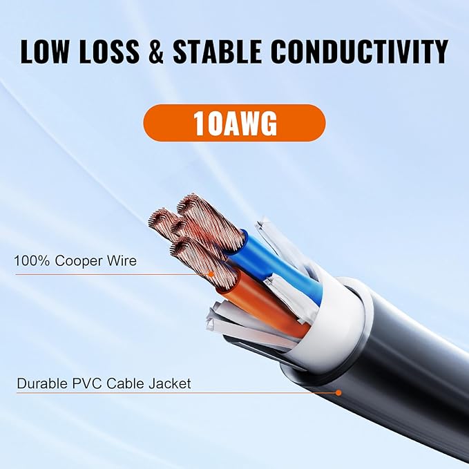 VEVOR 30 Amp RV Extension Cord, 25 ft, Heavy Duty STW 10/3 AWG RV Power Cord - Image 2