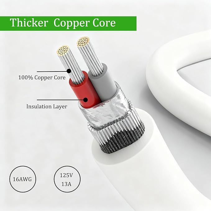 White Waterproof Extension Cord 100ft, 13A 1625W 16AWG ETL-Certified - Image 4
