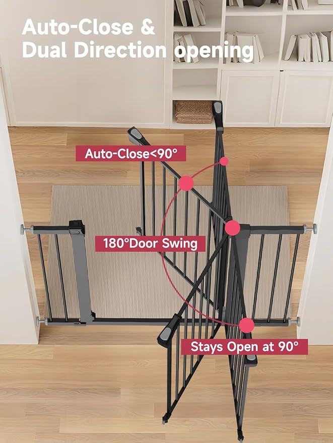 36.2" Extra Tall Baby Gate for Stairs, 29.5-46" Wide Dog Gate for Doorways - Image 4