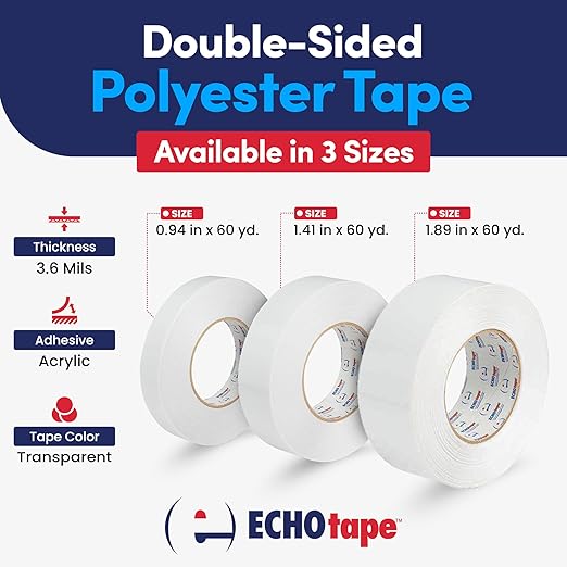 ECHOtape DC-M194A | Double-Sided Polyester Tape | Clear Thin Tape | All - Image 2