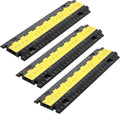 VEVOR 3 PCs Rubber Cable Protector Ramp, 2 Channel Heavy Duty TPU Floor Cord by VEVOR