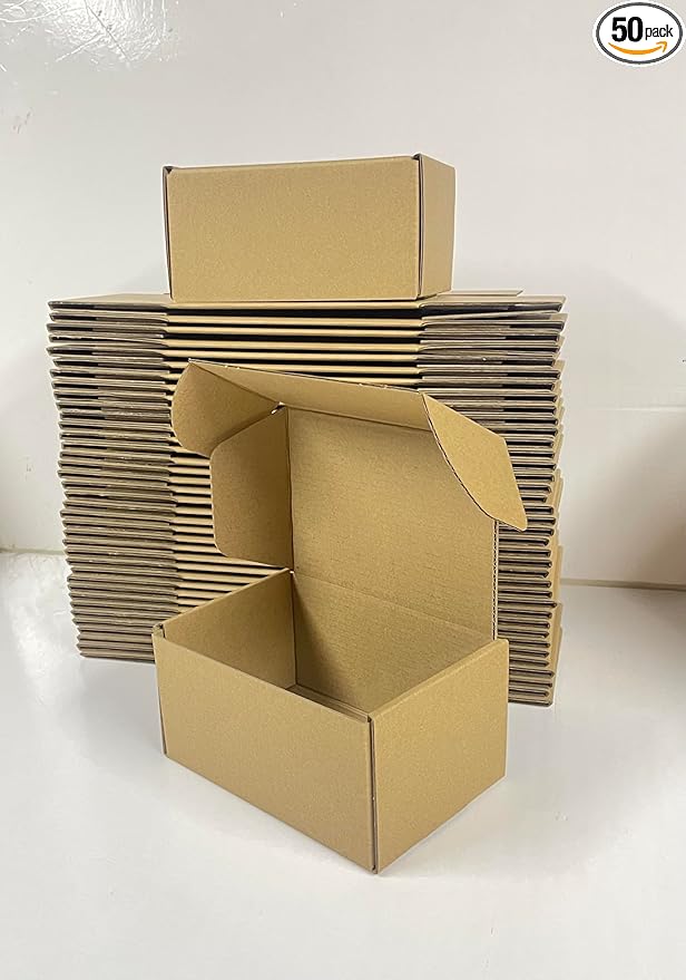 50 Pack 6x4x3 Inches Brown Corrugated Mailer Boxes -Corrugated Cardboard by rongyangtong