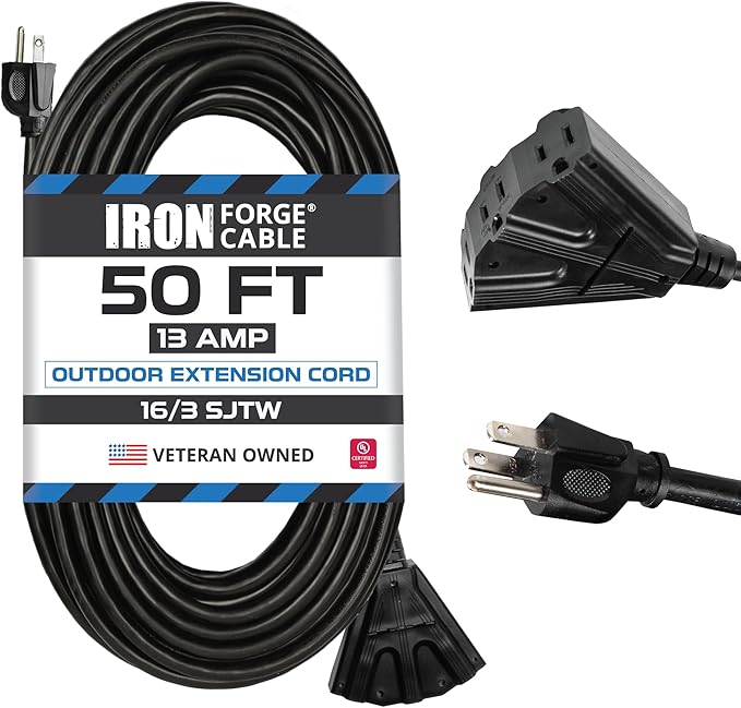 Iron Forge Cable 50 Ft Black Extension Cord by IronForgeCable