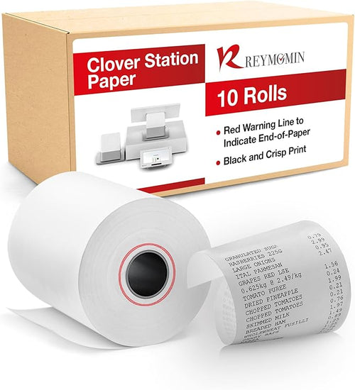 10 Rolls - Clover Station Receipt Paper - 3 1/8" x 230' - BPA Free - Thermal by REYMOMIN