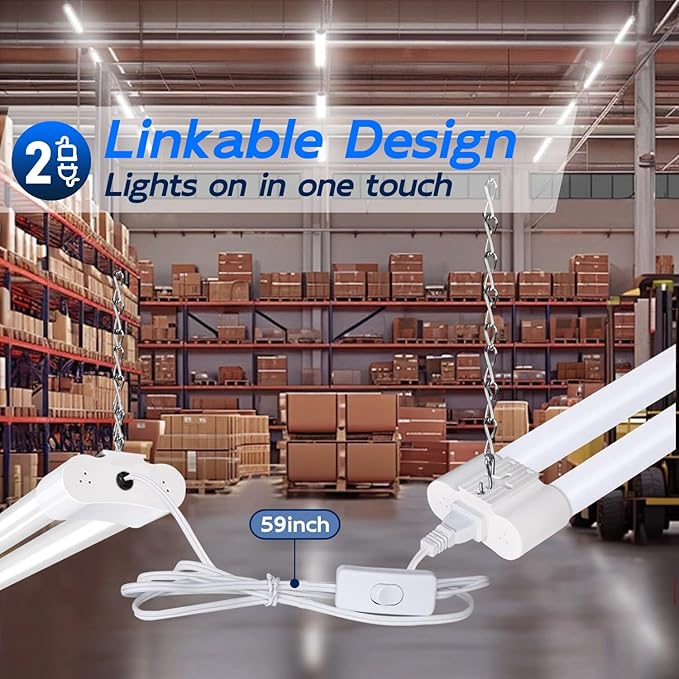 hykolity 2 Pack 4FT Linkable LED Shop Light - Image 3
