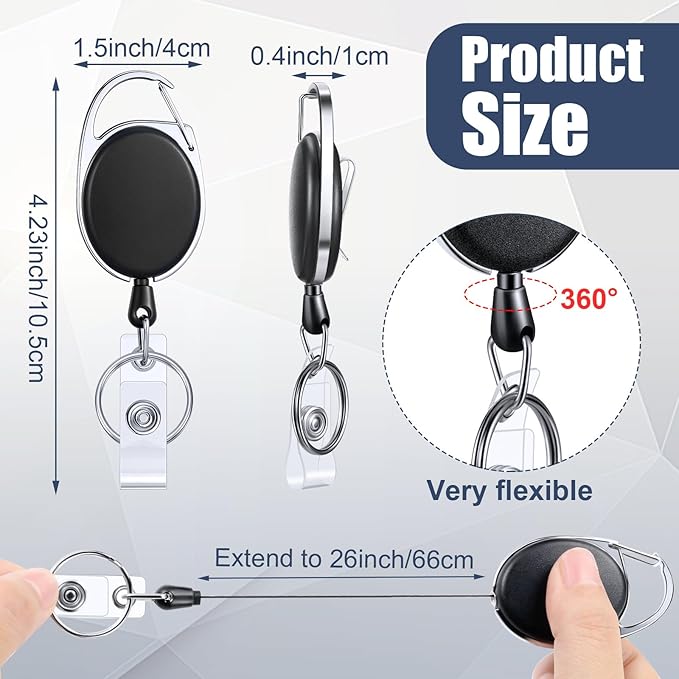 Laumoi 230 Packs Retractable ID Badge Holder Name ID Badge Reel Clips Keychain - Image 2
