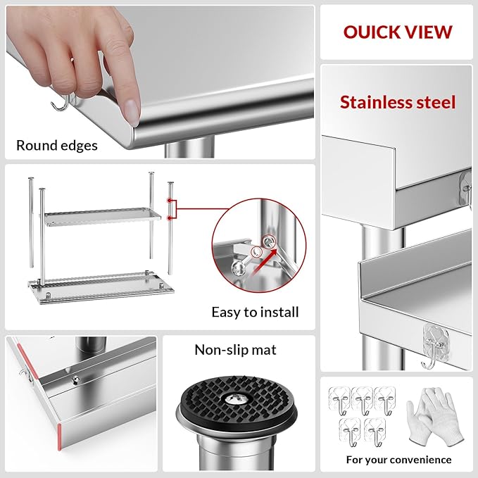 All-Stainless Steel Prep Table, 30 X 48 Inch, - Image 2