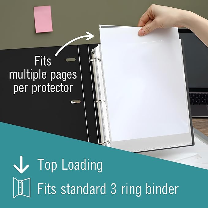 Heavy Duty Sheet Protectors for 3 Ring Binder, Top Loading Plastic Sleeves 8.5 - Image 3