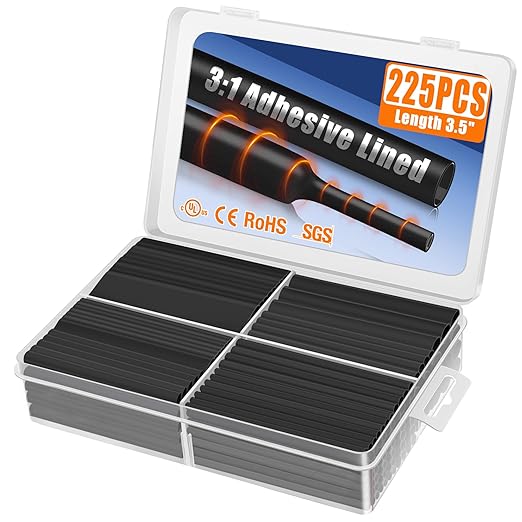 XHF UL Listed 225 Pcs Length 3.45" 3:1 Waterproof Heat Shrink Tubing Kit Marine by XHF