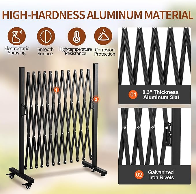 TECSPACE Aluminum Expandable Garden Fence, Portable Barricade Gate - Image 3