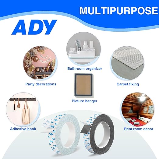 ADY Removable Double Sided Tape Heavy Duty 1in x 20ft, Adhesive Mounting Tape - Image 5