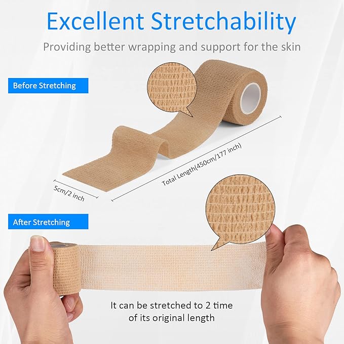 12Pcs 2'x 5 Yards Elastic Bandage Wrap Self Adherent Cohesive Wrap Bandages - Image 2