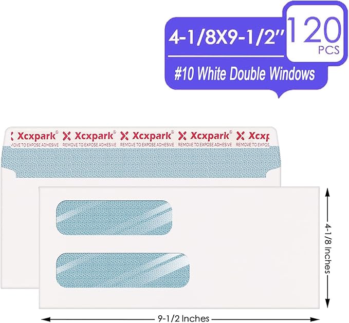 120 PCS #10 Double Window White Security Envelopes - Image 2