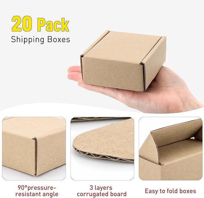 Ellbest 20pcs Mini Packing Boxes, Kraft Paper Boxes, 1.5 mm Thick - Image 4
